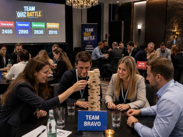 Team Quiz Battle_2 Team Quiz Battle Geschicklichkeits-Challenge Wackelturm