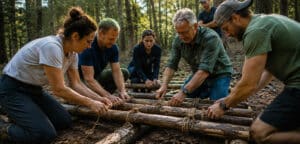 Gruppe beim Survivaltraining Teambuilding